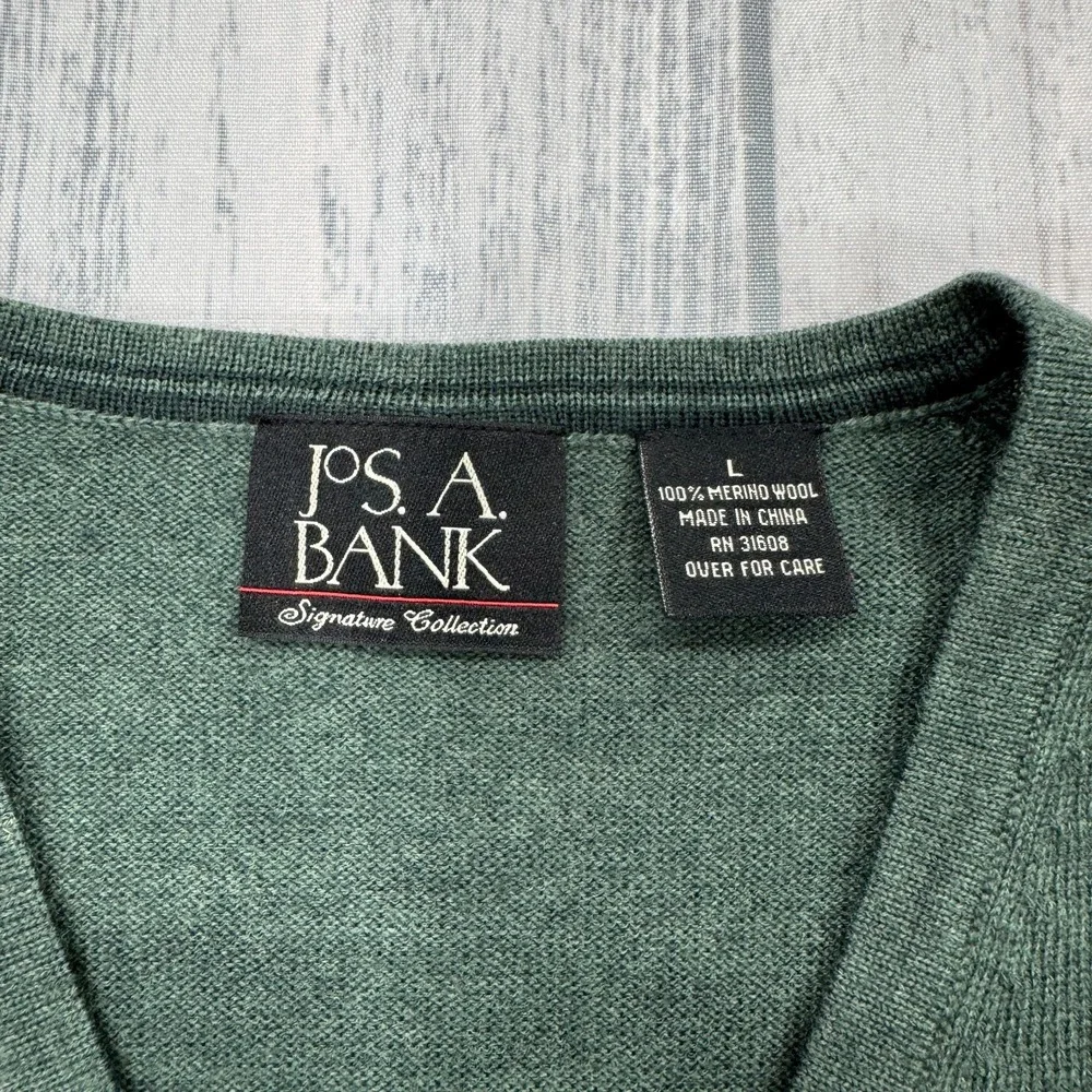 Jos A‎ Bank Signature Collection Merino Wool Sweater Vest Large Green Golf Mens